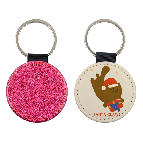 Santa Claws Cute Christmas Cat - keyring by Ania Wieclaw