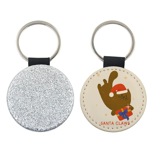 Santa Claws Cute Christmas Cat - keyring by Ania Wieclaw