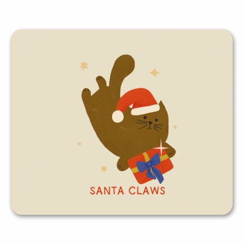 Santa Claws Cute Christmas Cat - mouse mat by Ania Wieclaw
