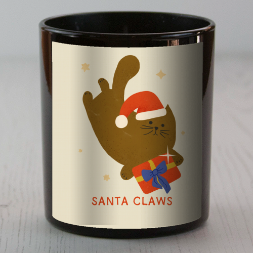 Santa Claws Cute Christmas Cat - scented candle by Ania Wieclaw