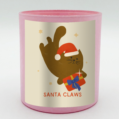 Santa Claws Cute Christmas Cat - scented candle by Ania Wieclaw