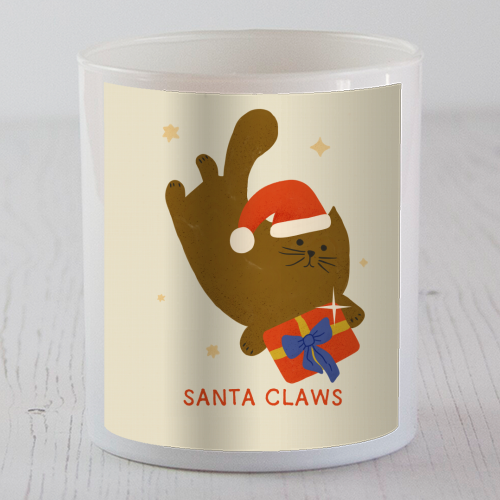 Santa Claws Cute Christmas Cat - scented candle by Ania Wieclaw