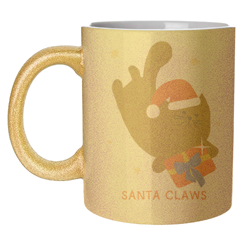 Santa Claws Cute Christmas Cat - unique mug by Ania Wieclaw