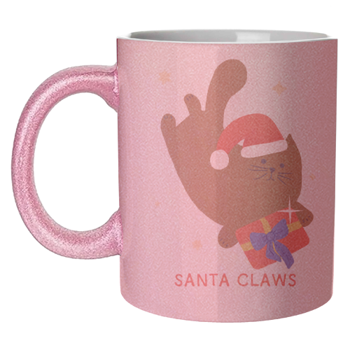 Santa Claws Cute Christmas Cat - unique mug by Ania Wieclaw