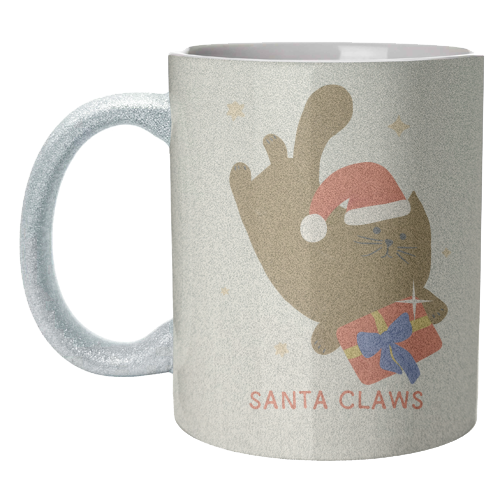 Santa Claws Cute Christmas Cat - unique mug by Ania Wieclaw