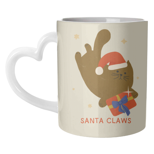 Santa Claws Cute Christmas Cat - unique mug by Ania Wieclaw