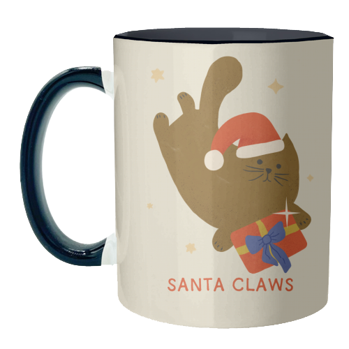 Santa Claws Cute Christmas Cat - unique mug by Ania Wieclaw