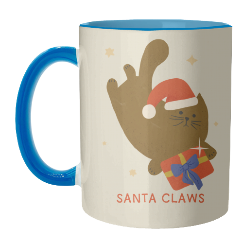 Santa Claws Cute Christmas Cat - unique mug by Ania Wieclaw