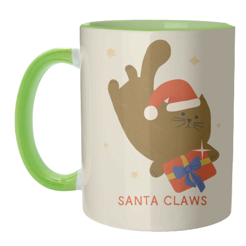Santa Claws Cute Christmas Cat - unique mug by Ania Wieclaw