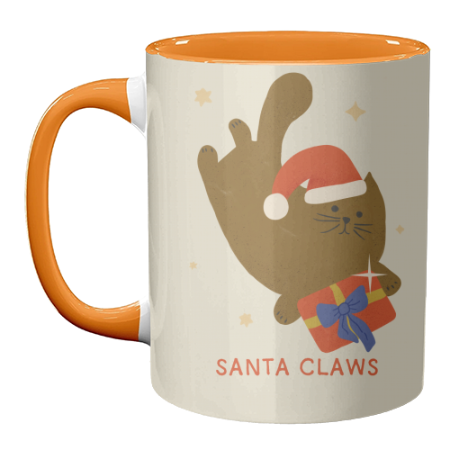 Santa Claws Cute Christmas Cat - unique mug by Ania Wieclaw