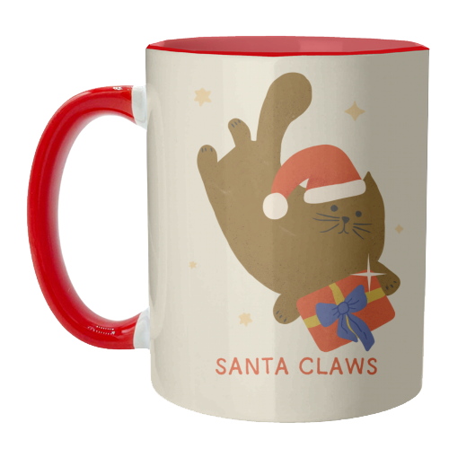 Santa Claws Cute Christmas Cat - unique mug by Ania Wieclaw