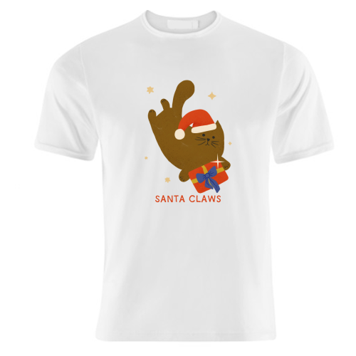 Santa Claws Cute Christmas Cat - unique t shirt by Ania Wieclaw