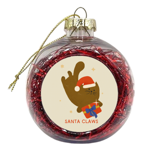 Santa Claws Cute Christmas Cat - xmas bauble by Ania Wieclaw