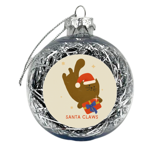 Santa Claws Cute Christmas Cat - xmas bauble by Ania Wieclaw