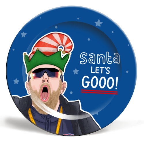 Santa lets gooo - ceramic dinner plate by Loren Grosvenor