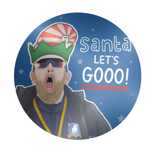 Santa lets gooo - Circle Sticker by Loren Grosvenor