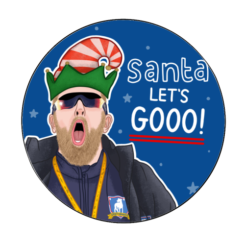 Santa lets gooo - Circle Sticker by Loren Grosvenor