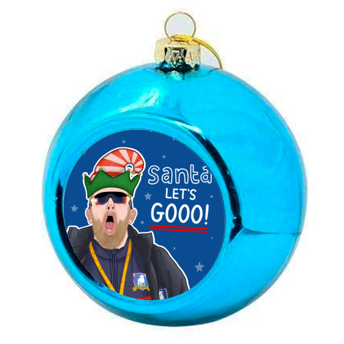 Santa lets gooo - colourful christmas bauble by Loren Grosvenor