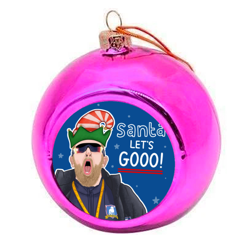 Santa lets gooo - colourful christmas bauble by Loren Grosvenor