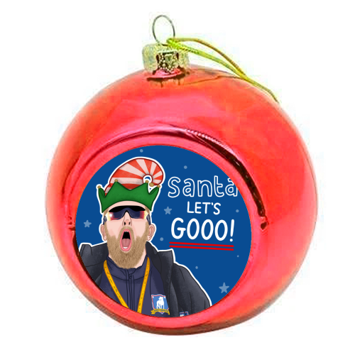 Santa lets gooo - colourful christmas bauble by Loren Grosvenor