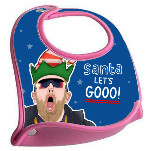 Santa lets gooo - feeding bib by Loren Grosvenor