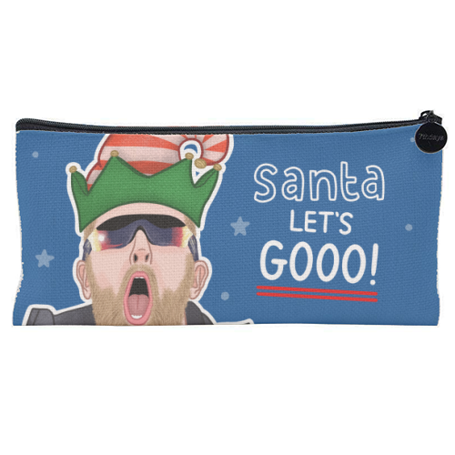 Santa lets gooo - flat pencil case by Loren Grosvenor