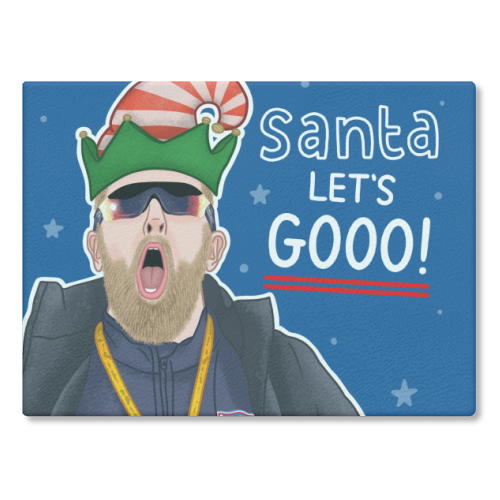 Santa lets gooo - glass chopping board by Loren Grosvenor