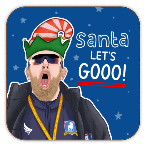 Santa lets gooo - personalised beer coaster by Loren Grosvenor