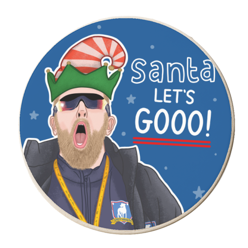 Santa lets gooo - personalised beer coaster by Loren Grosvenor