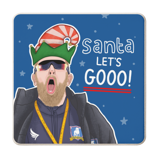Santa lets gooo - personalised beer coaster by Loren Grosvenor