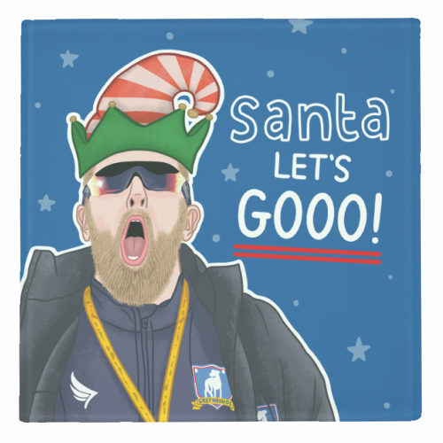 Santa lets gooo - personalised beer coaster by Loren Grosvenor