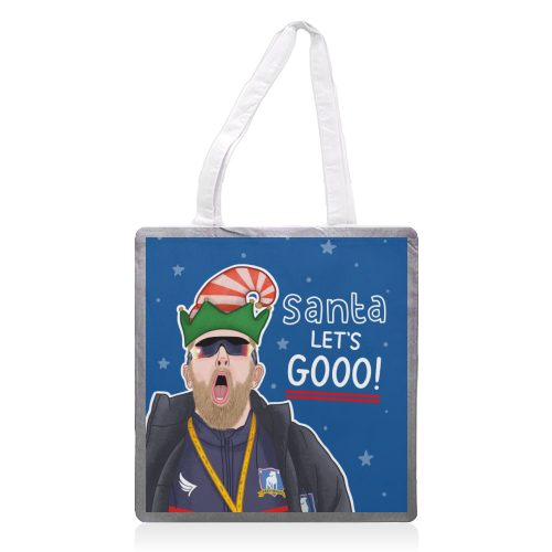 Santa lets gooo - printed canvas tote bag by Loren Grosvenor