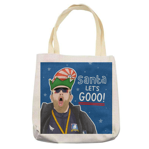 Santa lets gooo - printed canvas tote bag by Loren Grosvenor