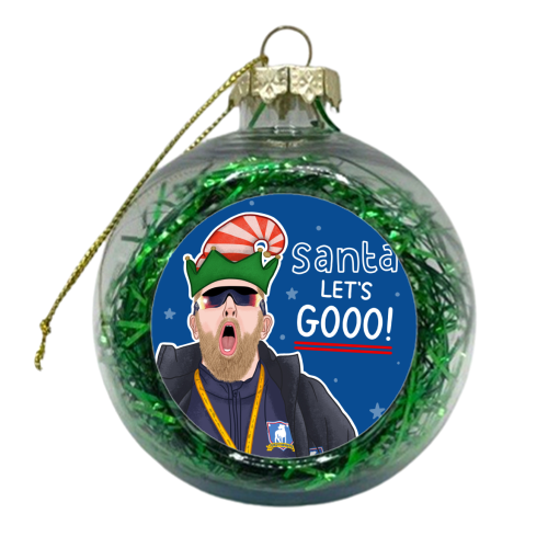 Santa lets gooo - xmas bauble by Loren Grosvenor