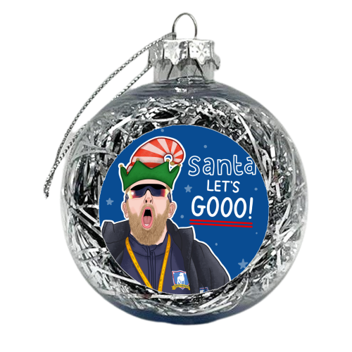 Santa lets gooo - xmas bauble by Loren Grosvenor