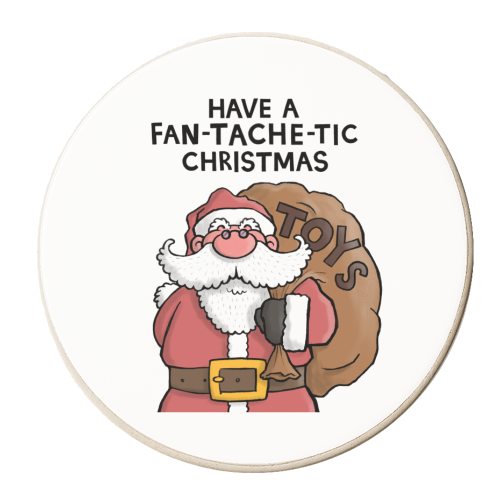 Santa Moustache Pun - personalised beer coaster by Carl Batterbee