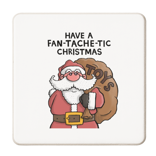 Santa Moustache Pun - personalised beer coaster by Carl Batterbee