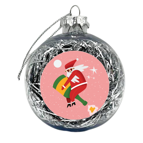 Santa on a bottle of Champagne - xmas bauble by AbiGoLucky