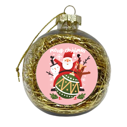 Santa, Rudolph and Snowman on a Bauble - xmas bauble by AbiGoLucky
