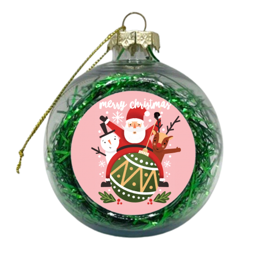 Santa, Rudolph and Snowman on a Bauble - xmas bauble by AbiGoLucky