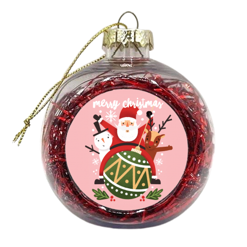 Santa, Rudolph and Snowman on a Bauble - xmas bauble by AbiGoLucky
