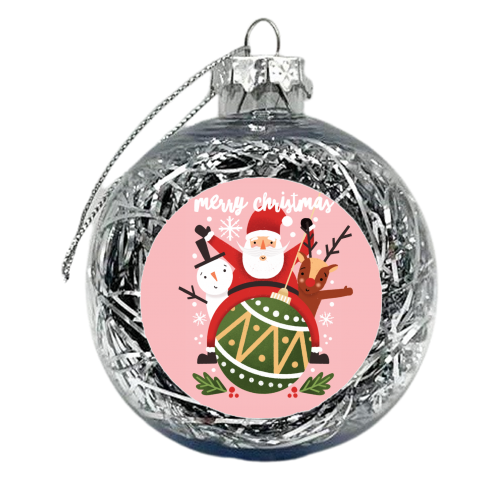 Santa, Rudolph and Snowman on a Bauble - xmas bauble by AbiGoLucky
