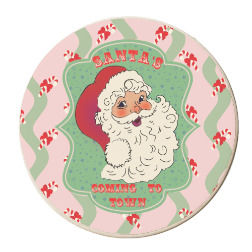 Santa's coming to town - personalised beer coaster by Luxe and Loco