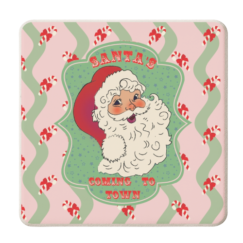Santa's coming to town - personalised beer coaster by Luxe and Loco