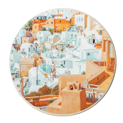 Santorini Vacay - personalised beer coaster by Uma Prabhakar Gokhale
