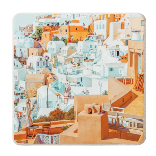 Santorini Vacay - personalised beer coaster by Uma Prabhakar Gokhale