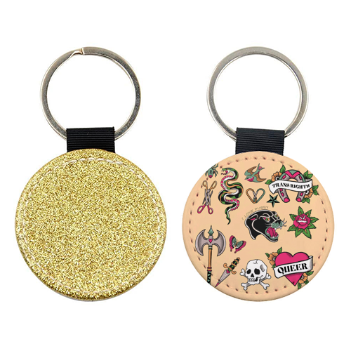 Sapphic Tattoo Flash - keyring by The Queer Store