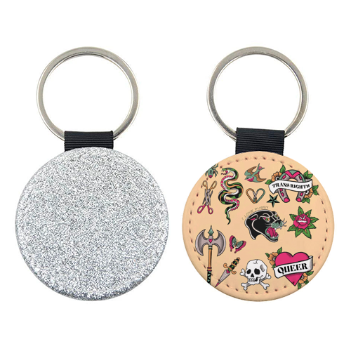 Sapphic Tattoo Flash - keyring by The Queer Store