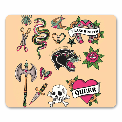 Sapphic Tattoo Flash - mouse mat by The Queer Store