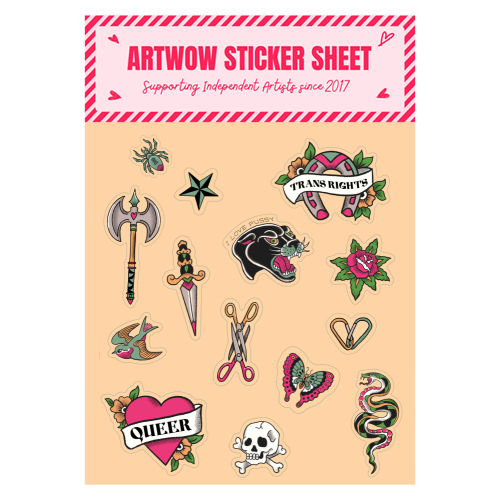Sapphic Tattoo Flash - Sticker Sheet by The Queer Store